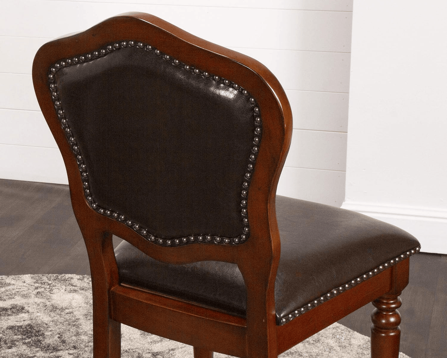 Bellagio Upholstered Barstools With Backs - Distressed Cherry Brown Wood, Set Of 2