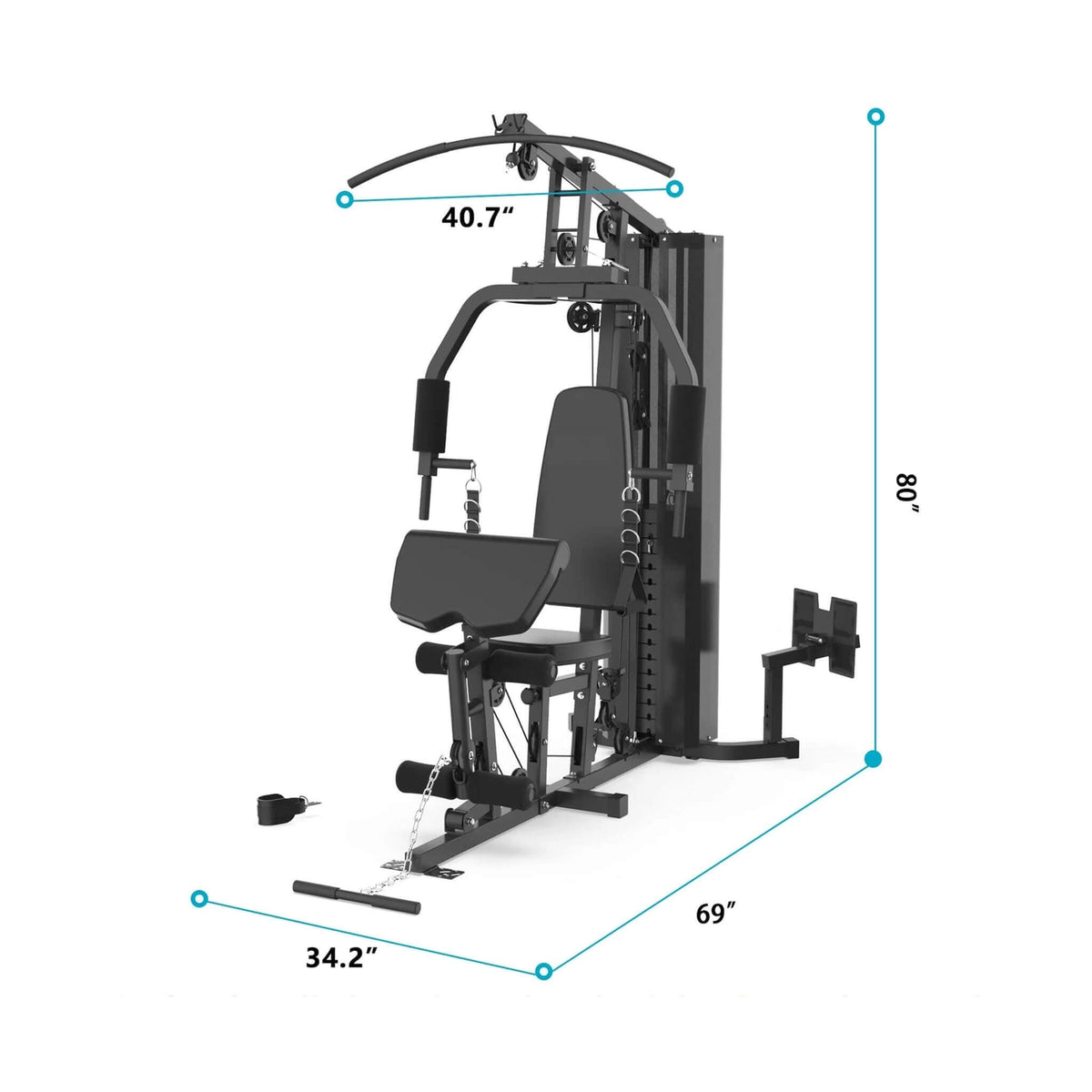 Rovix Heavy-Duty All-In-One Home Gym Workout Station For Full Body Strength Training, 150LBS (SAK12959)