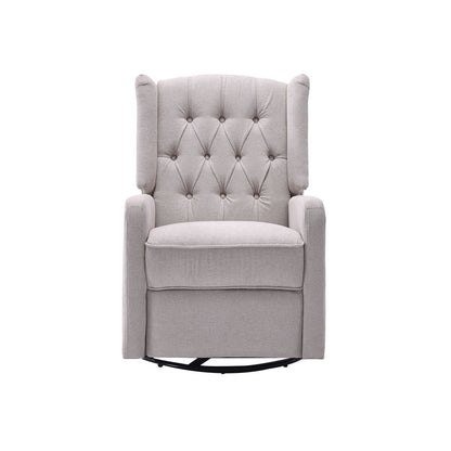 COOLMORE Rocking Recliner Chair,360 Degree Swivel Nursery Rocking Chair,Glider Chair,Modern Small Rocking Swivel Recliner Chair for Bedroom,Living Room Chair Home Theater Seat (Beige)