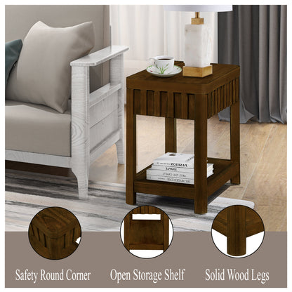 Rectangular Living Room Coffee Table Set, 3-Piece Living Room Table Set with Solid Wood Legs, 1 Coffee Table and 2 End Table, Wood Center Table Tea Table Set .Easy Assembly, Walnut