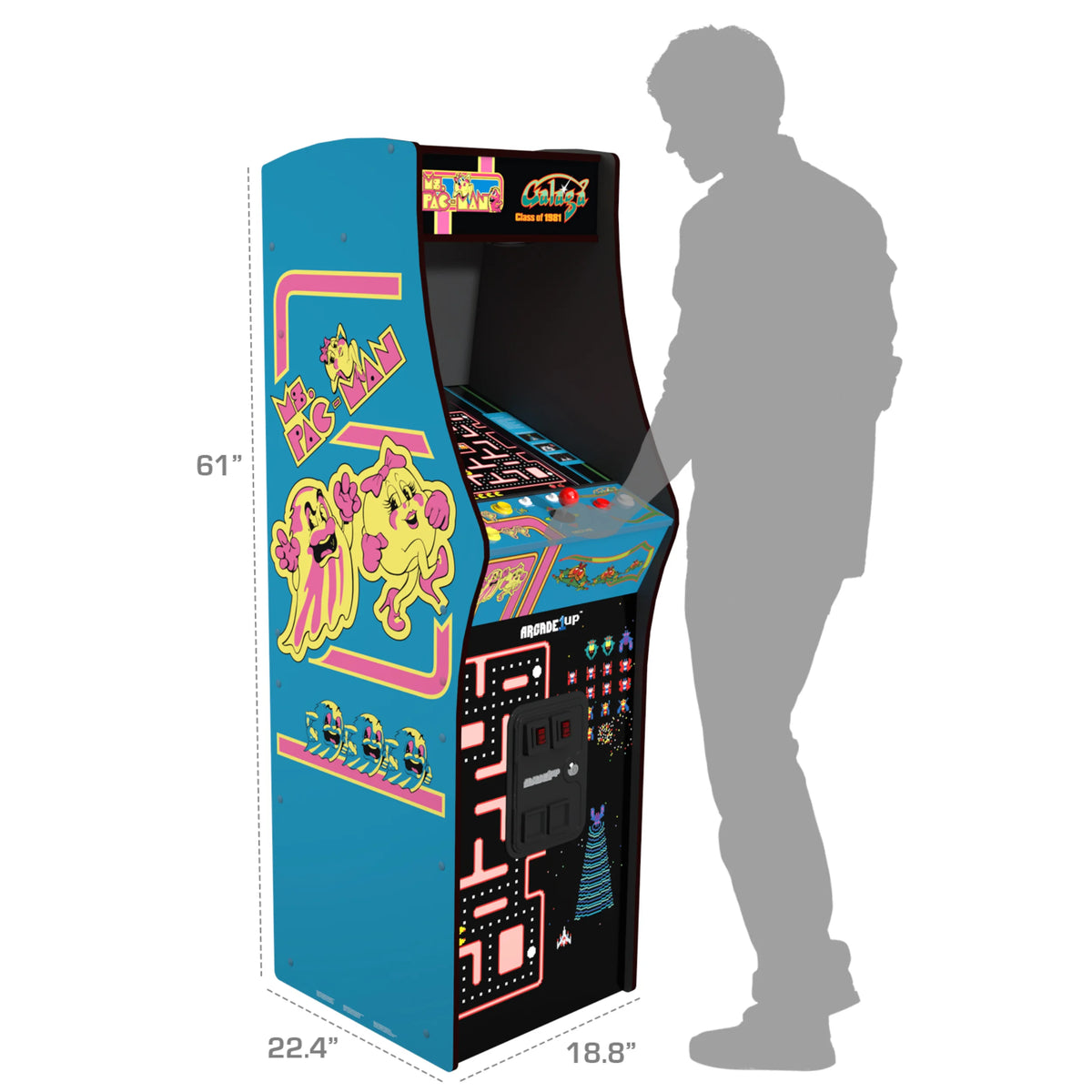 Ms. PAC-MAN & GALAGA Class of '81 Deluxe Arcade Game with WIFI, 12 Classic Games, and 17-Inch Screen
