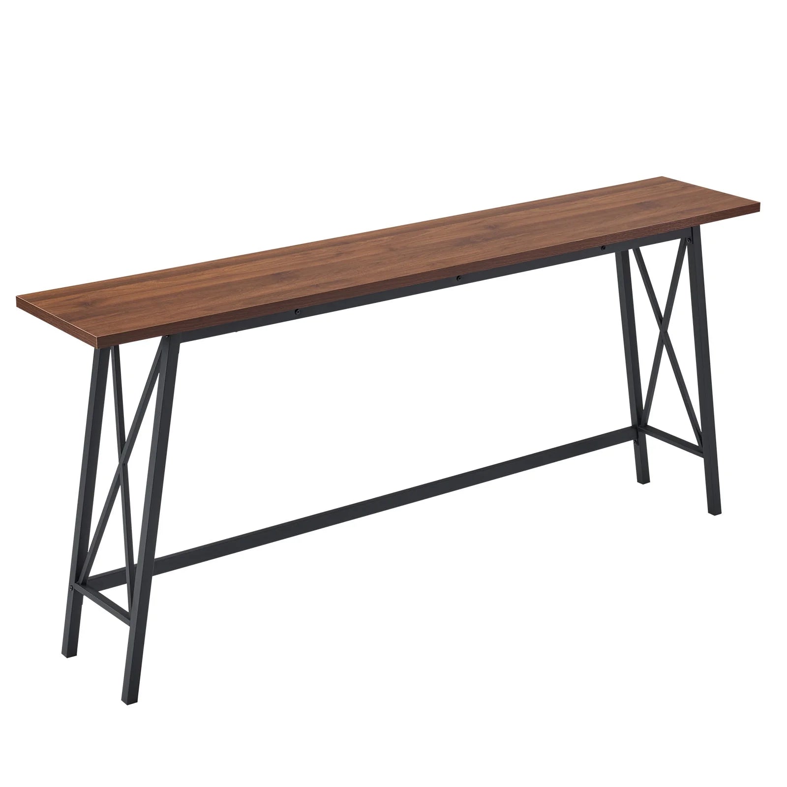 84" Bar Table and Chairs Set for 4~6, Pub Set for 4 PU Padded Barstools Swivel Stool Dining Table Set, Modern Dining Set for 4, Retro Brown