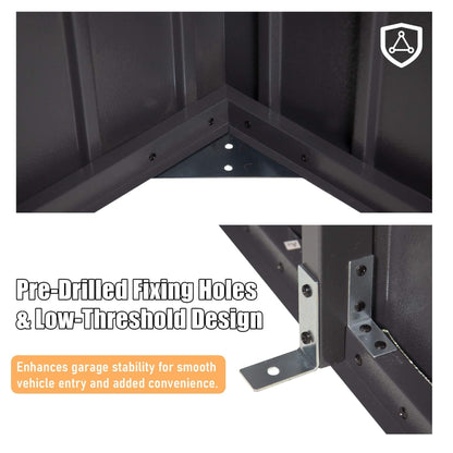 [12X25FT] Alora Extra Large Heavy-Duty Outdoor Metal Carport Garage Shed With Lockable Double Hinged Doors (SAK34153)