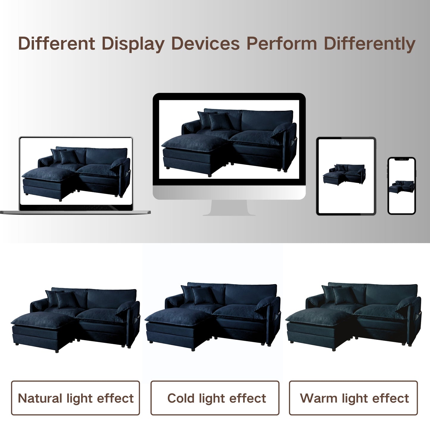 Modular Sectional Sofa, Oversized Deep Seat U Shaped Couch Set for Living Room