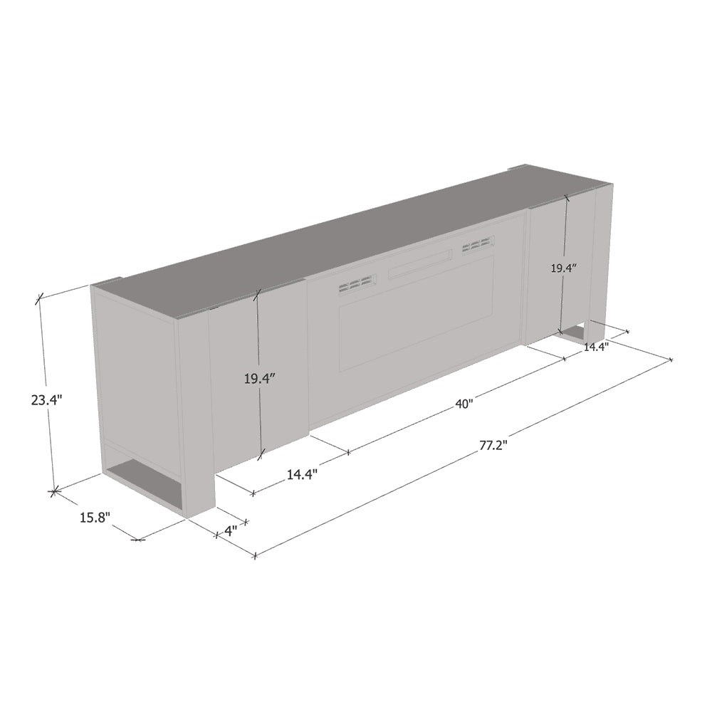 Woody BL-EF Fireplace TV Stand for Tvs up to 85", Modern High Gloss 77" Entertainment Center, Electric Fireplace TV Media Console with Storage Cabinets