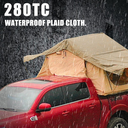 Trailora Summit Soft-Shell Aluminum Rooftop Tent With Ladder, LED Light Strip, And Memory Foam Mattress [2-3 Person] (SAK26814)