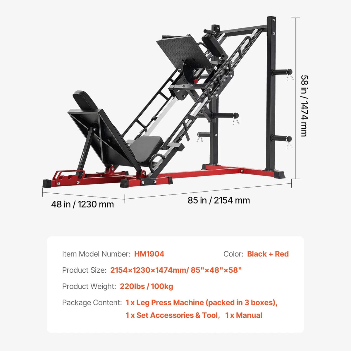 2000LBS Adjustable Leg Press And Hack Squat Machine For Home Gym Workouts (SAK53148)