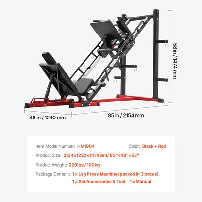 2000LBS Adjustable Leg Press And Hack Squat Machine For Home Gym Workouts (SAK53148)