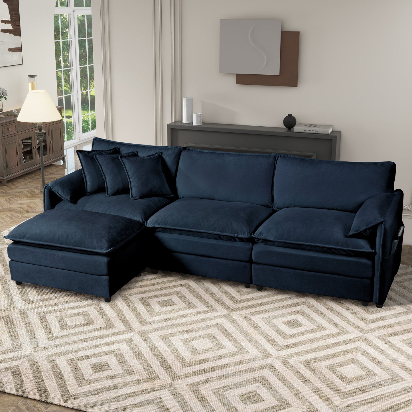 Modular Sectional Sofa, Oversized Deep Seat L Shaped Couch Set for Living Room