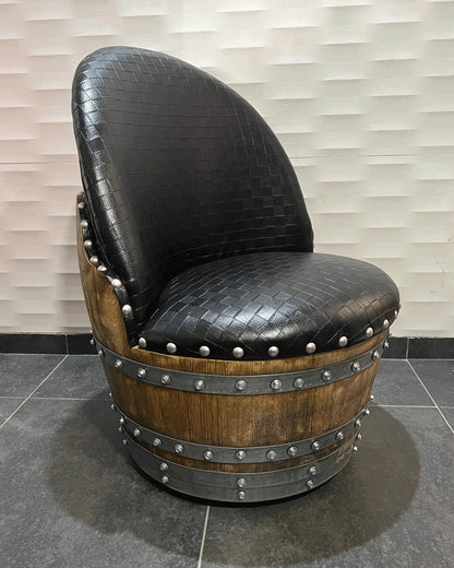Whiskey & Wine Barrel Steel-Leg Table Set — 3 Chairs, Modern Build