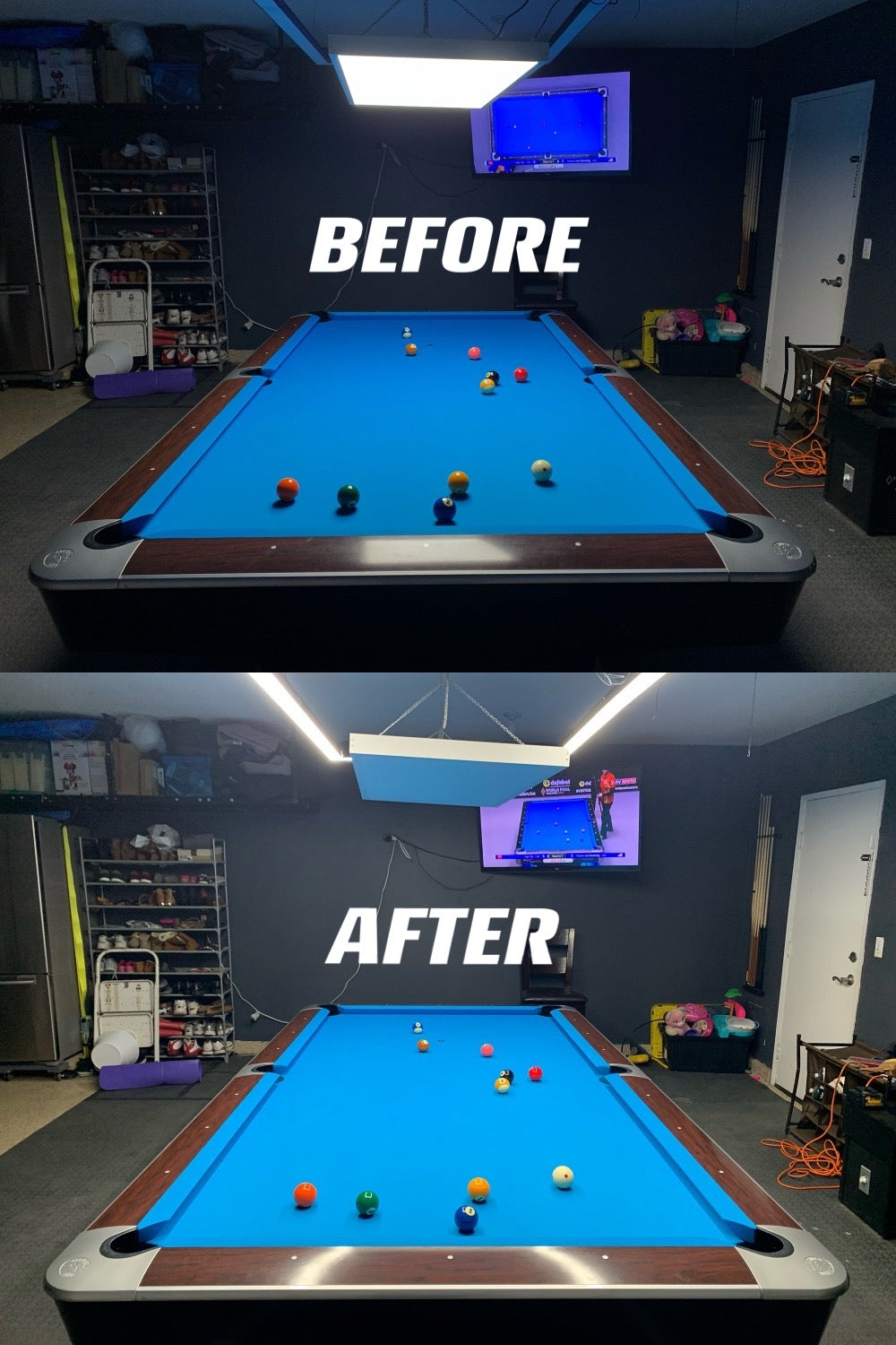 Perimeter Billiard Lights LED Pool Table Lighting 7' 8' 9' - Dimmable