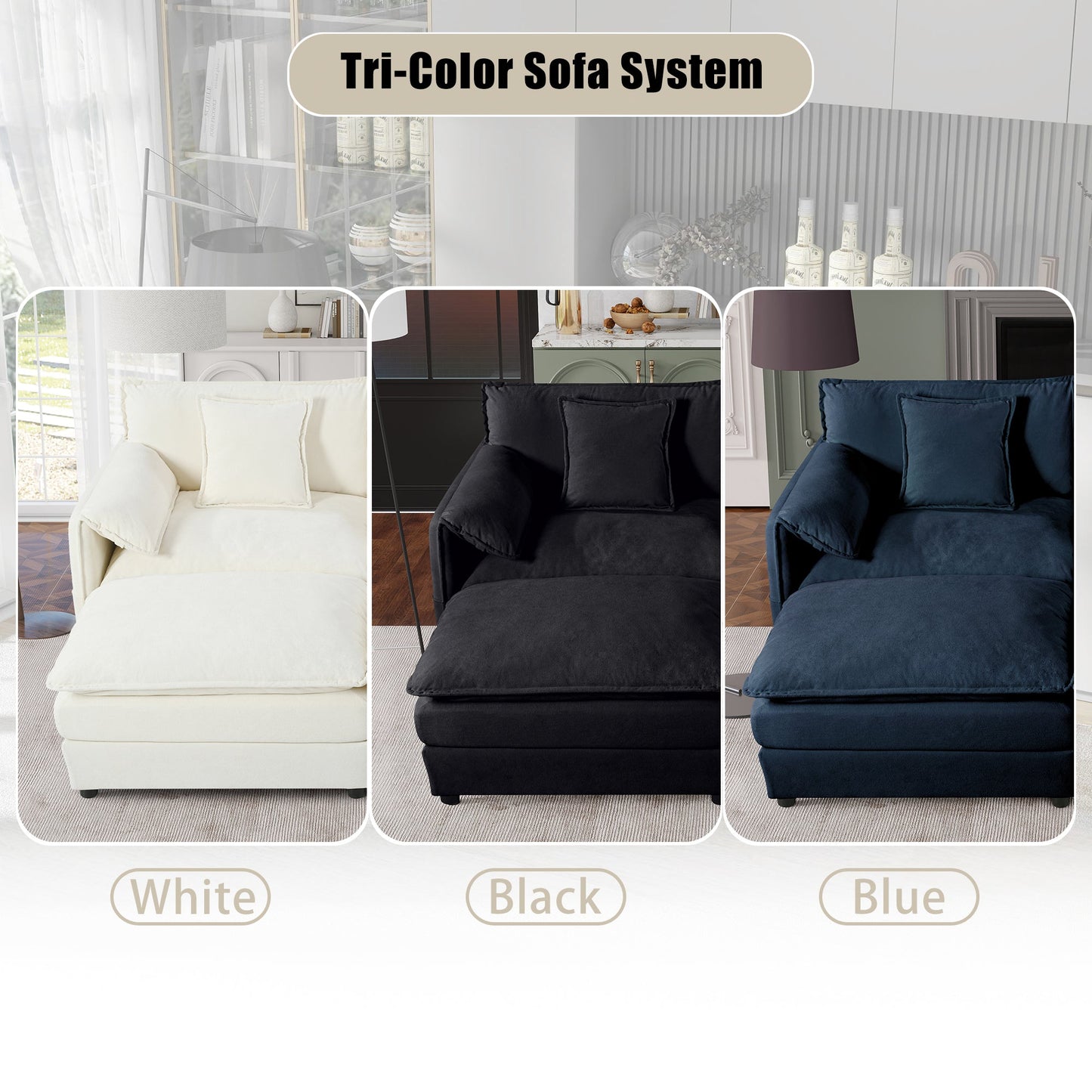 Modular Sectional Sofa, Oversized Deep Seat U Shaped Couch Set for Living Room
