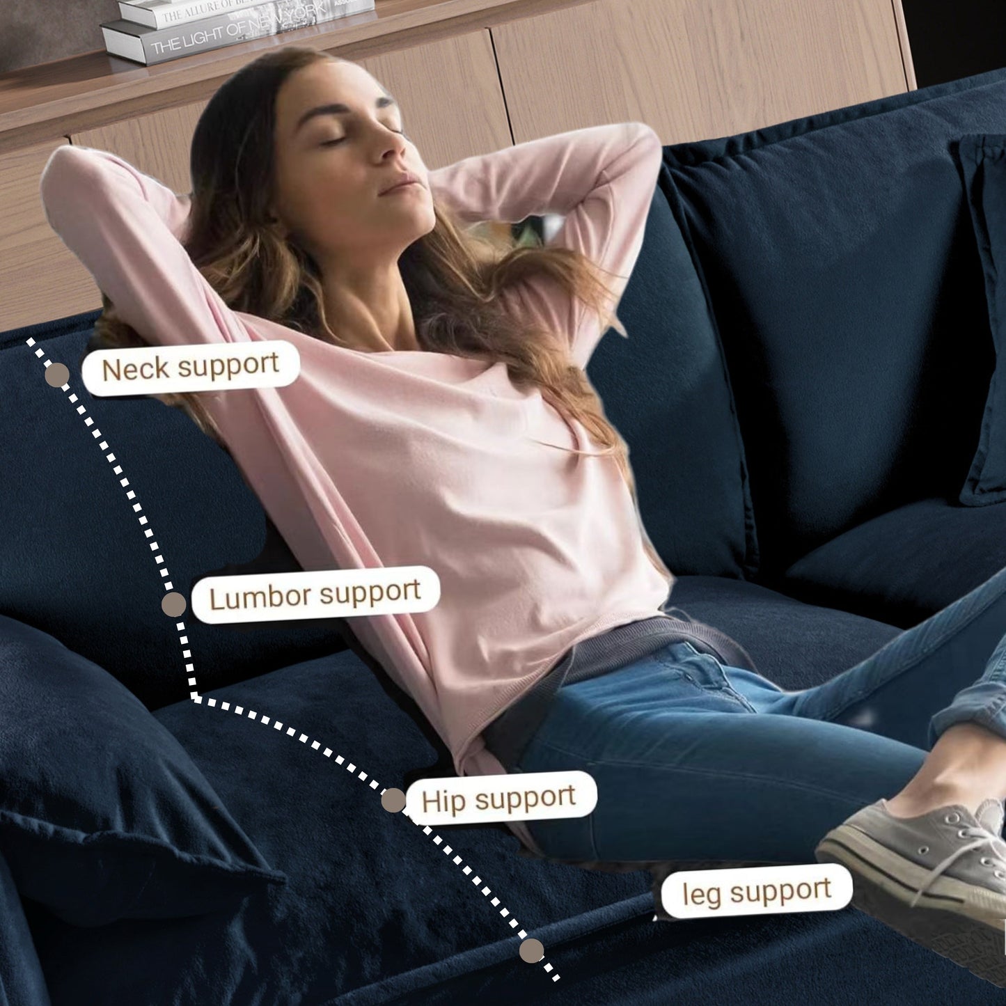Modular Sectional Sofa, Oversized Deep Seat U Shaped Couch Set for Living Room