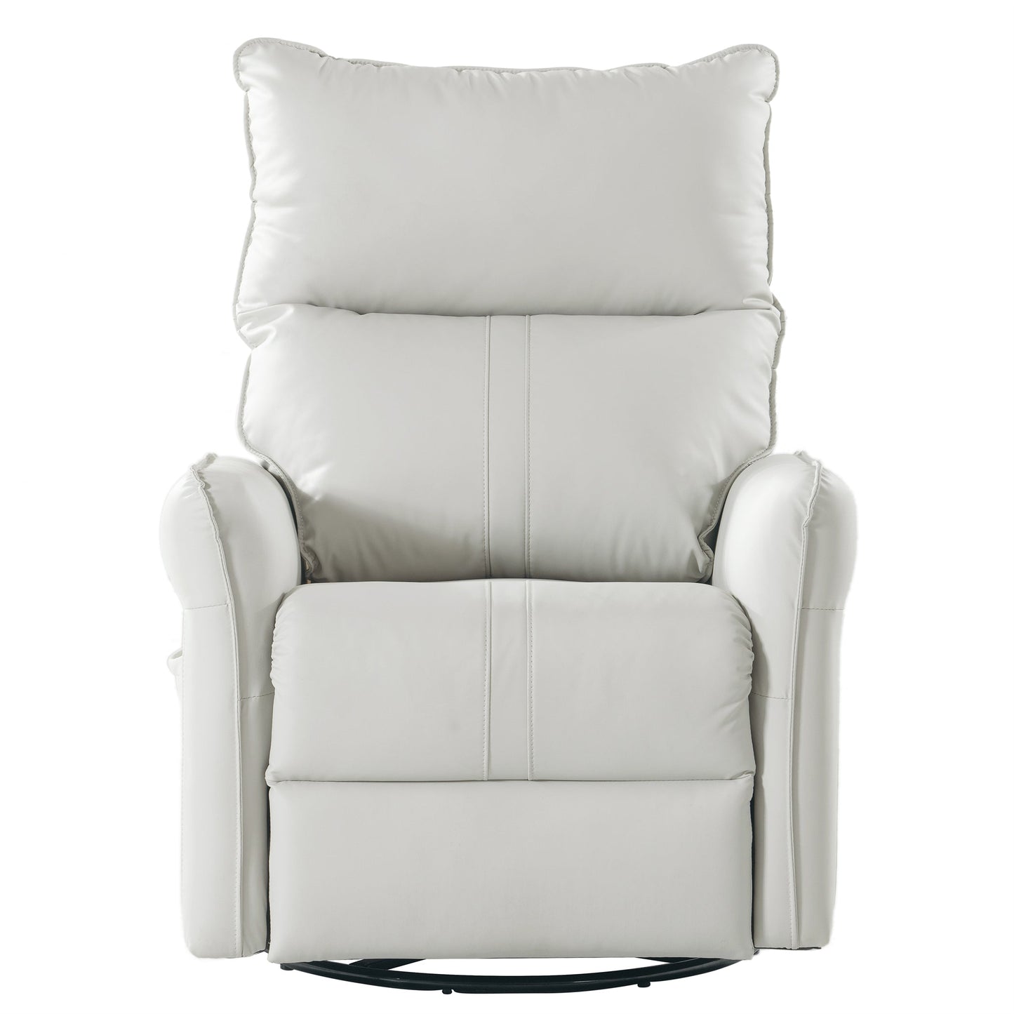 PU Rocking Recliner Chair, 360° Swivel Nursery Rocking Chair, Glider Chair, Modern Small Rocking Swivel Recliner Chair, Home Theater Seating, Side Pocket (Light Gray+360° Swivel)