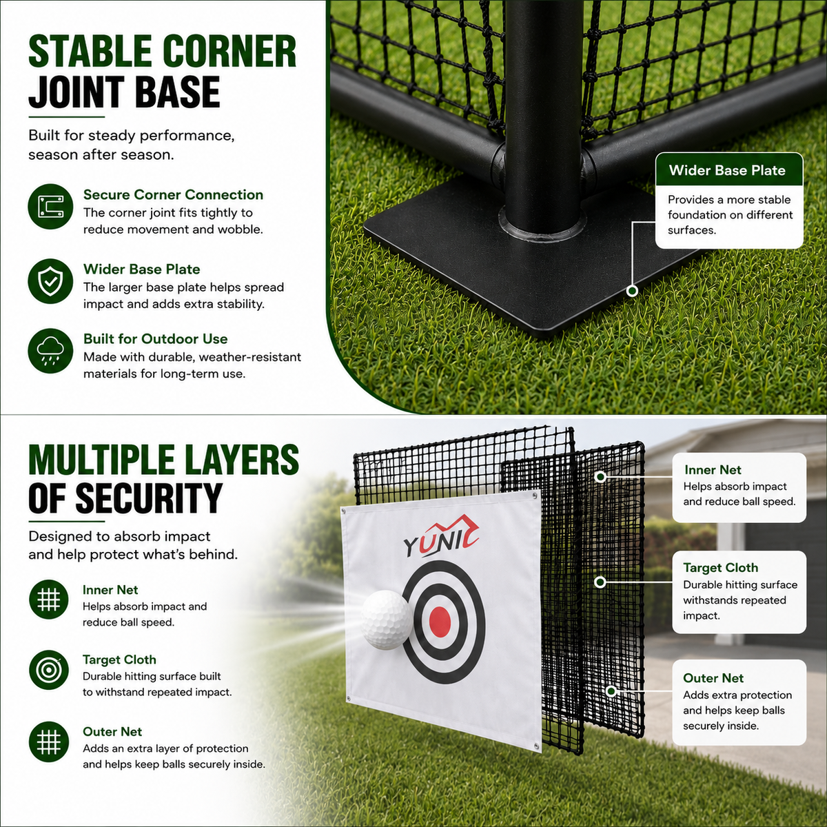 Golf Driving Cage – Black Net, Multiple Sizes