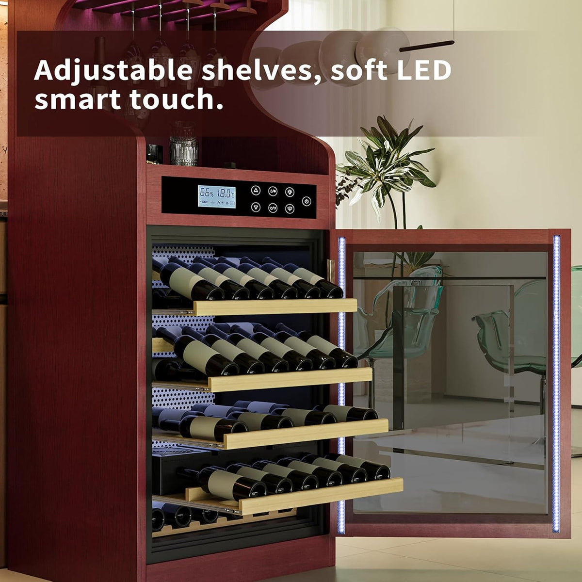 Luxury 43-Bottle Freestanding Low Noise Wine Cooler Cabinet