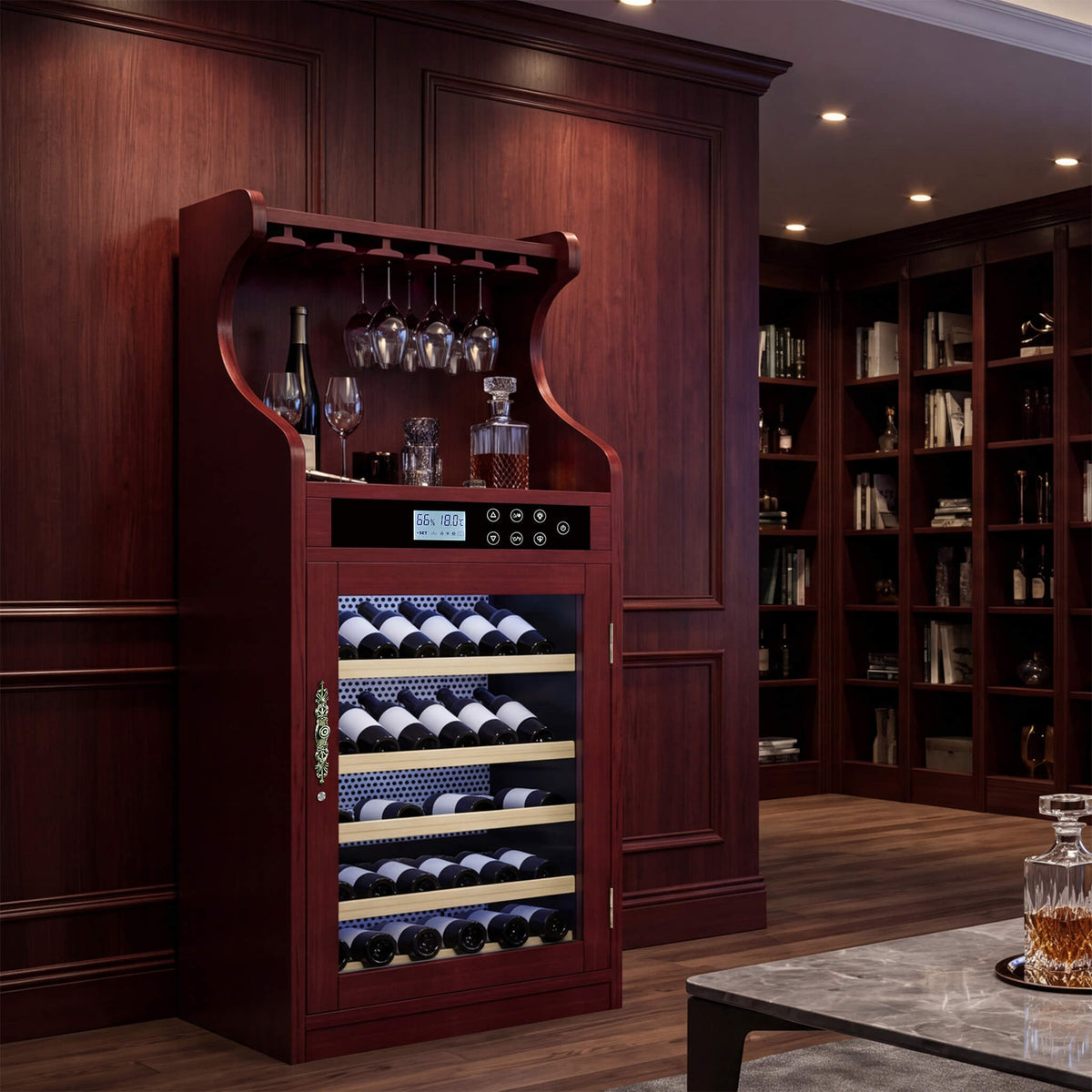 Luxury 43-Bottle Freestanding Low Noise Wine Cooler Cabinet