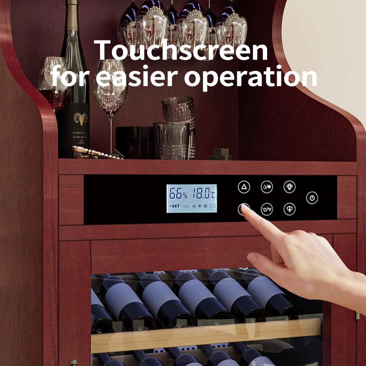 Luxury 43-Bottle Freestanding Low Noise Wine Cooler Cabinet
