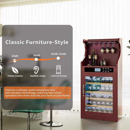 Luxury 43-Bottle Freestanding Low Noise Wine Cooler Cabinet