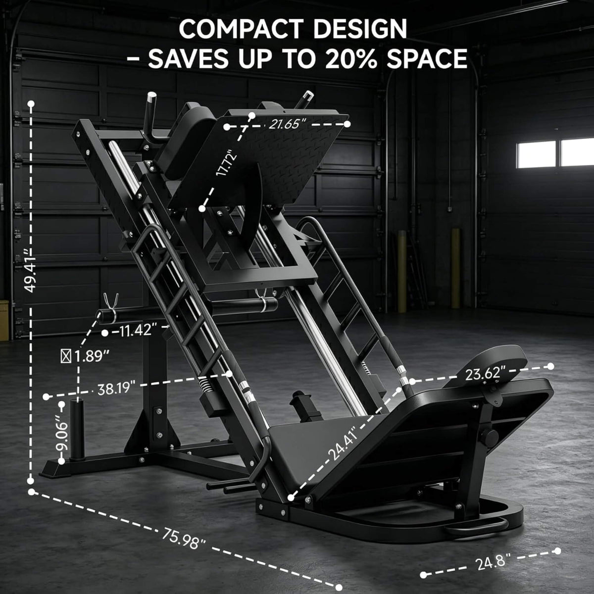 45-Degree Leg Press Hack Squat Machine With Weight Storage
