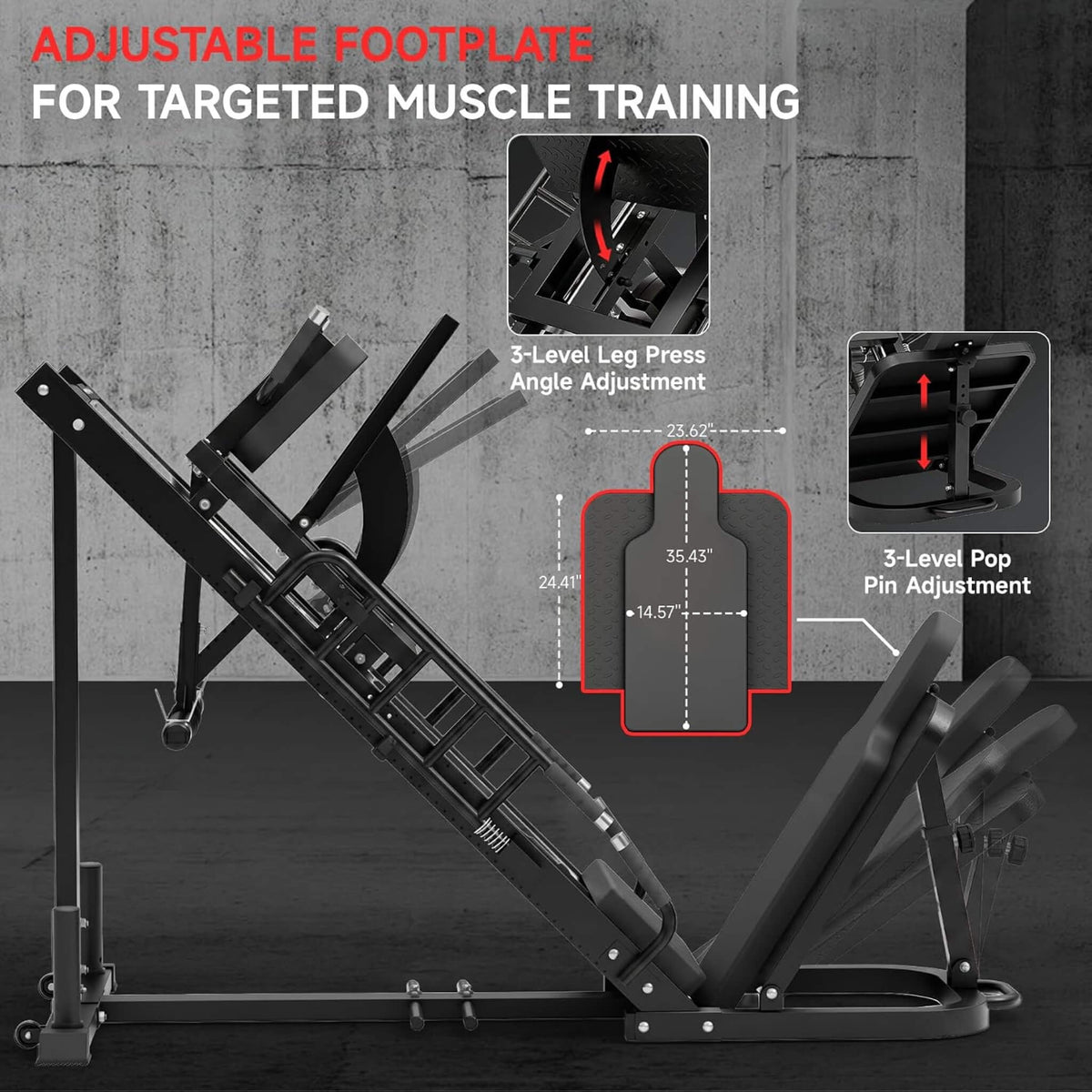 45-Degree Leg Press Hack Squat Machine With Weight Storage