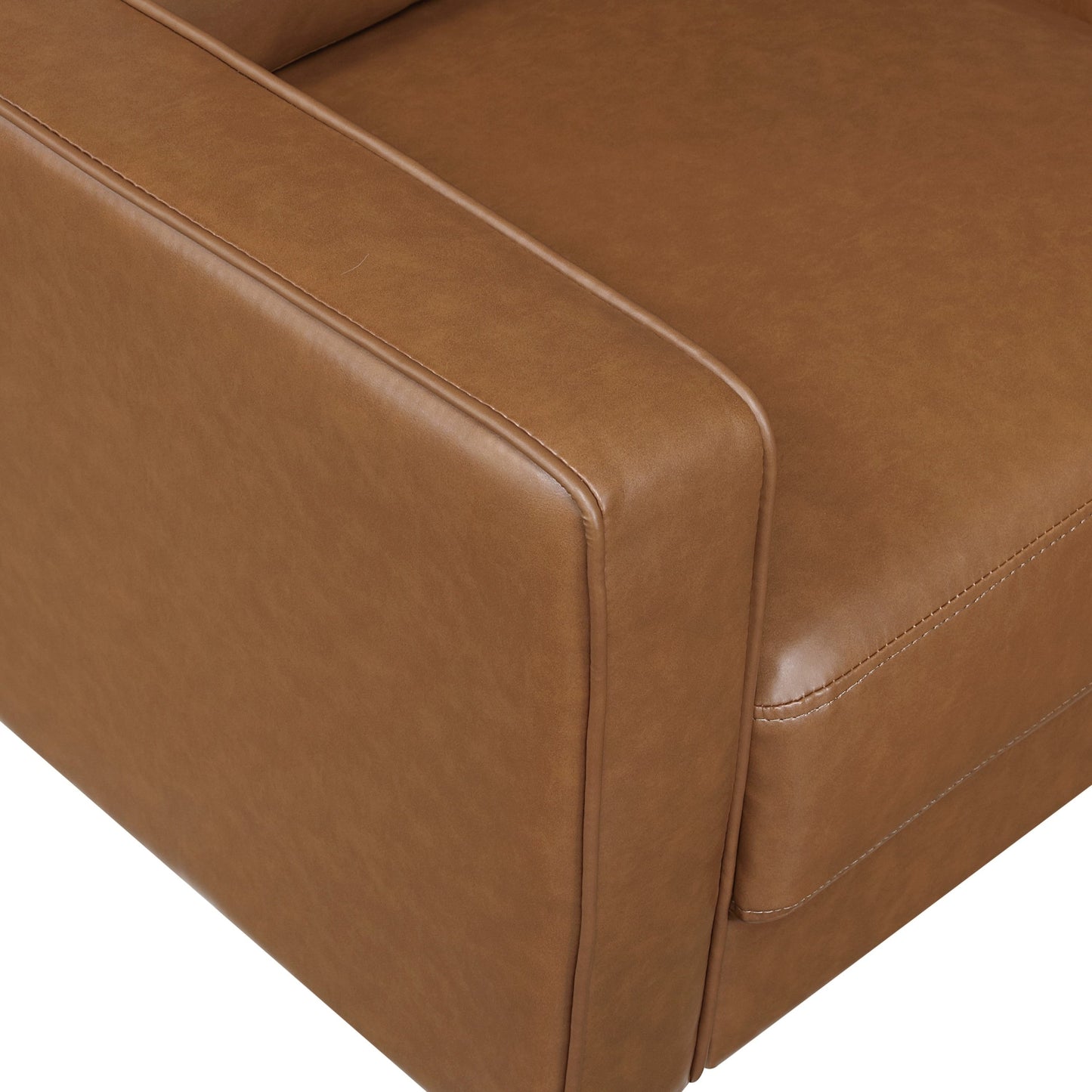 Modern Living Room Furniture 3pc Set Sofa Loveseat Chair Brown Faux Leather Upholstered Cushion Back Seat Solid Wood