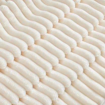 Living Room Sofa Slipcovered Sofa 3 Seater Sofa With 3 Ottomans, Oversized 3-Seat Sleeper Sofa Bed Home Theater Sofa, Corduroy, Cream