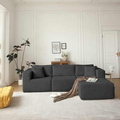 Sectional Sofa and Module, Mid-Century Modern L Shaped for Living Room Grey Right