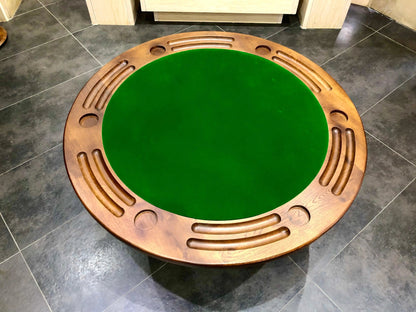 Barrel Table Game Set — Whiskey Barrel Poker Table, Bourbon Barrel Poker Set, Wine Barrel Convertible Dining Top, 6-Chair