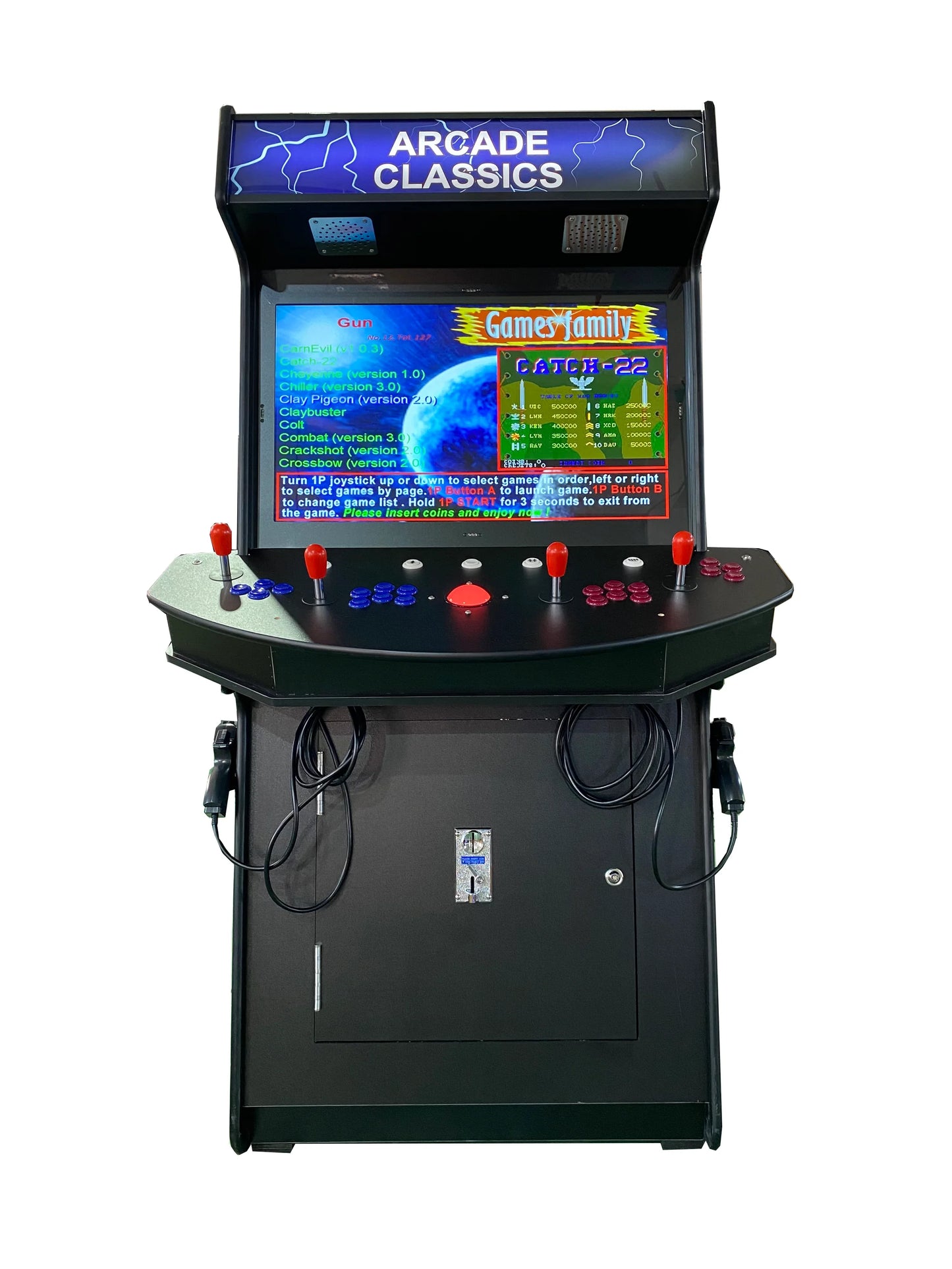 4-Player Stand-Up Arcade with 2 Shooting Guns – 4600+ Retro Games