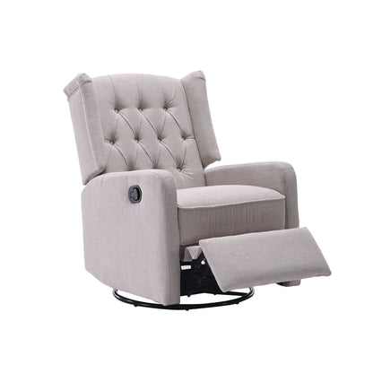 COOLMORE Rocking Recliner Chair,360 Degree Swivel Nursery Rocking Chair,Glider Chair,Modern Small Rocking Swivel Recliner Chair for Bedroom,Living Room Chair Home Theater Seat (Beige)