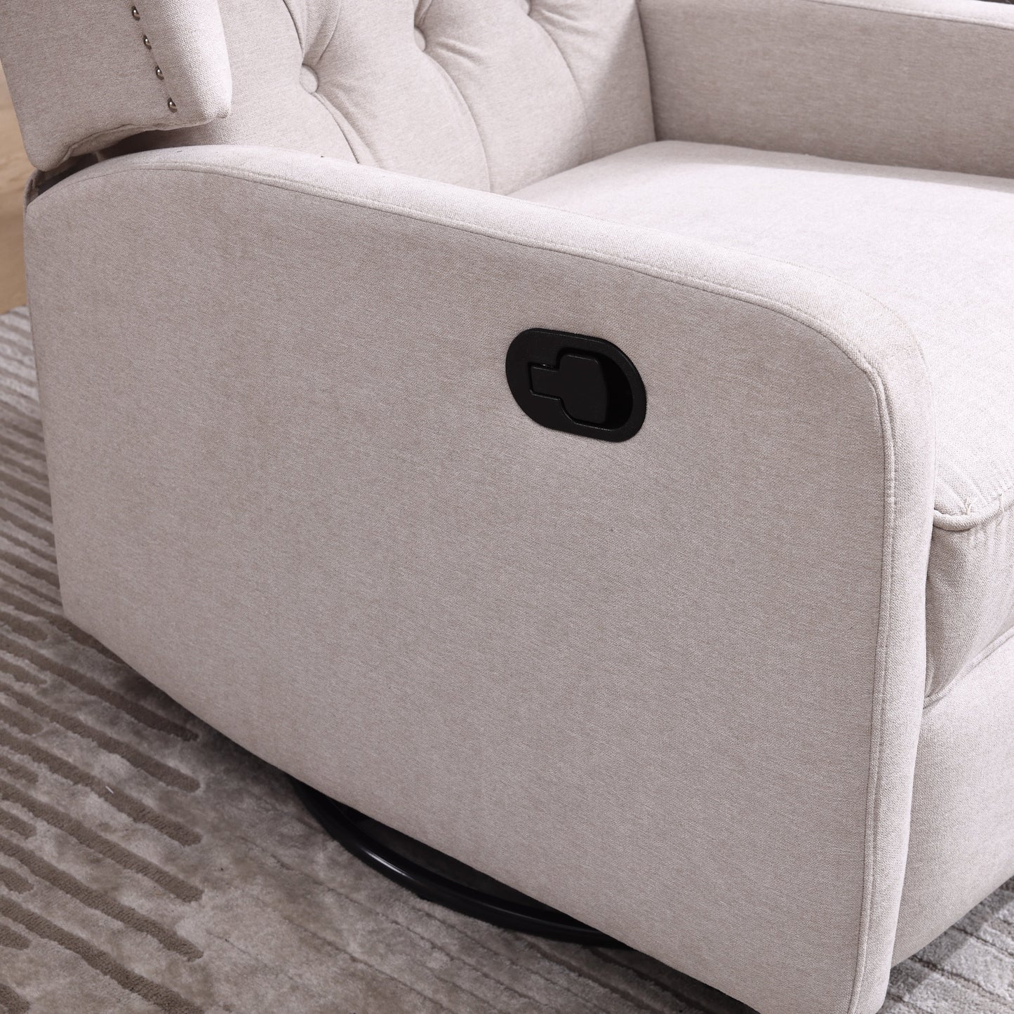 COOLMORE Rocking Recliner Chair,360 Degree Swivel Nursery Rocking Chair,Glider Chair,Modern Small Rocking Swivel Recliner Chair for Bedroom,Living Room Chair Home Theater Seat (Beige)