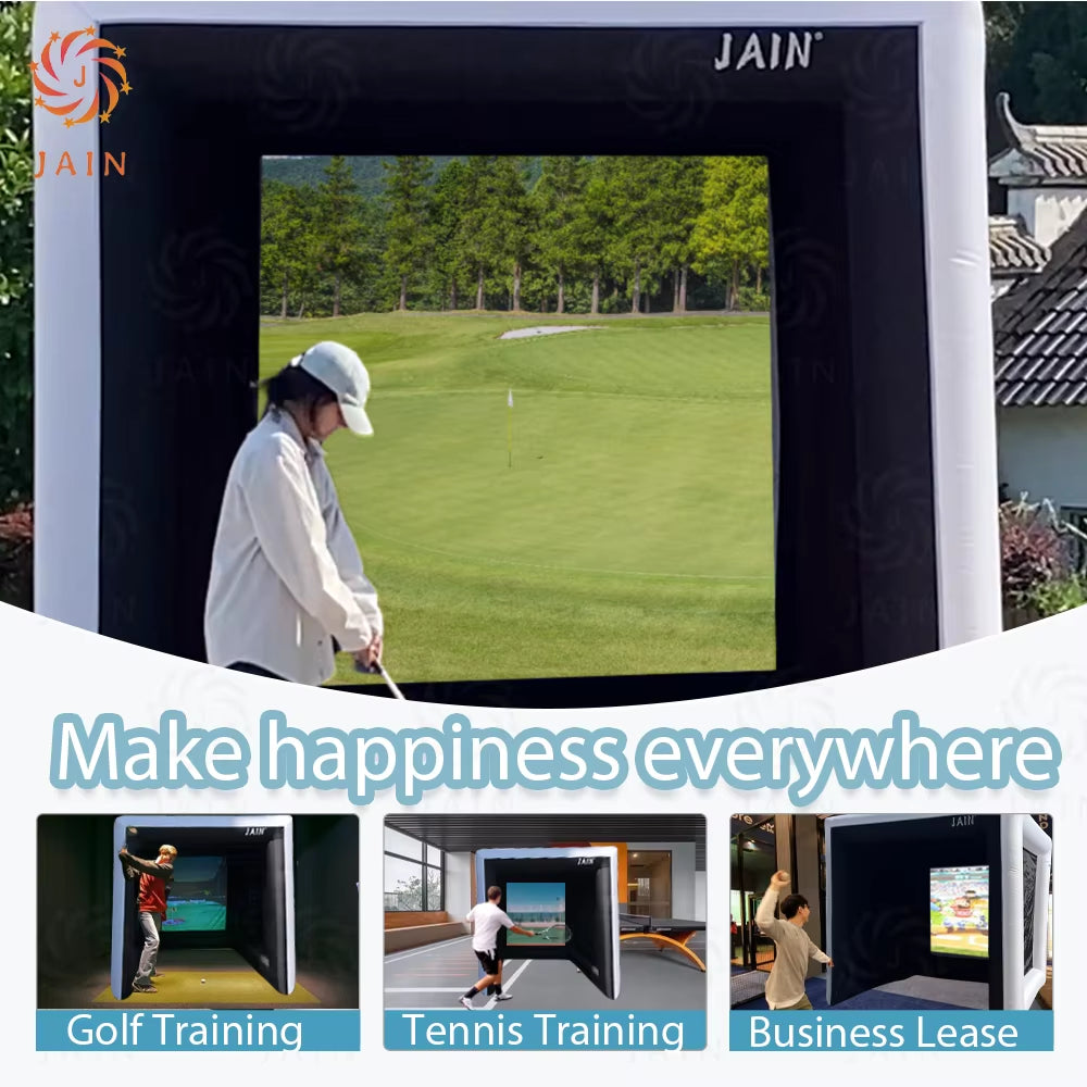 Indoor Inflatable Golf Simulator Kids Golf Practice Swing Tent Inflatable Driving Range Trainning Cage for Exercise&Play