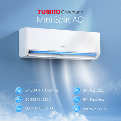 Greenland 24,000 BTU WiFi Ductless Mini Split AC with Heat Pump (R454B)