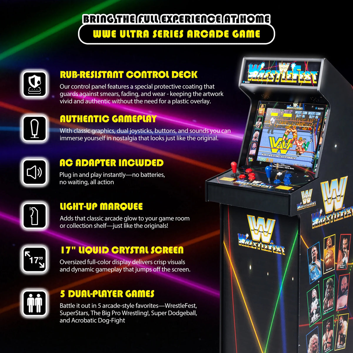 WWE Ultra Series Game Machine with 17" Liquid Crystal Screen & 5 Games