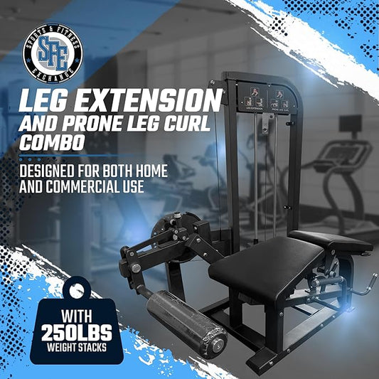 Selectorized Leg Extension & Prone Leg Curl Combo w/250lb weight stack (New)