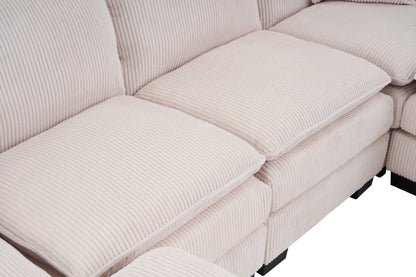 Modern U Shaped 6-seat Sectional Sofa Couch with one Ottoman and three toss pillow