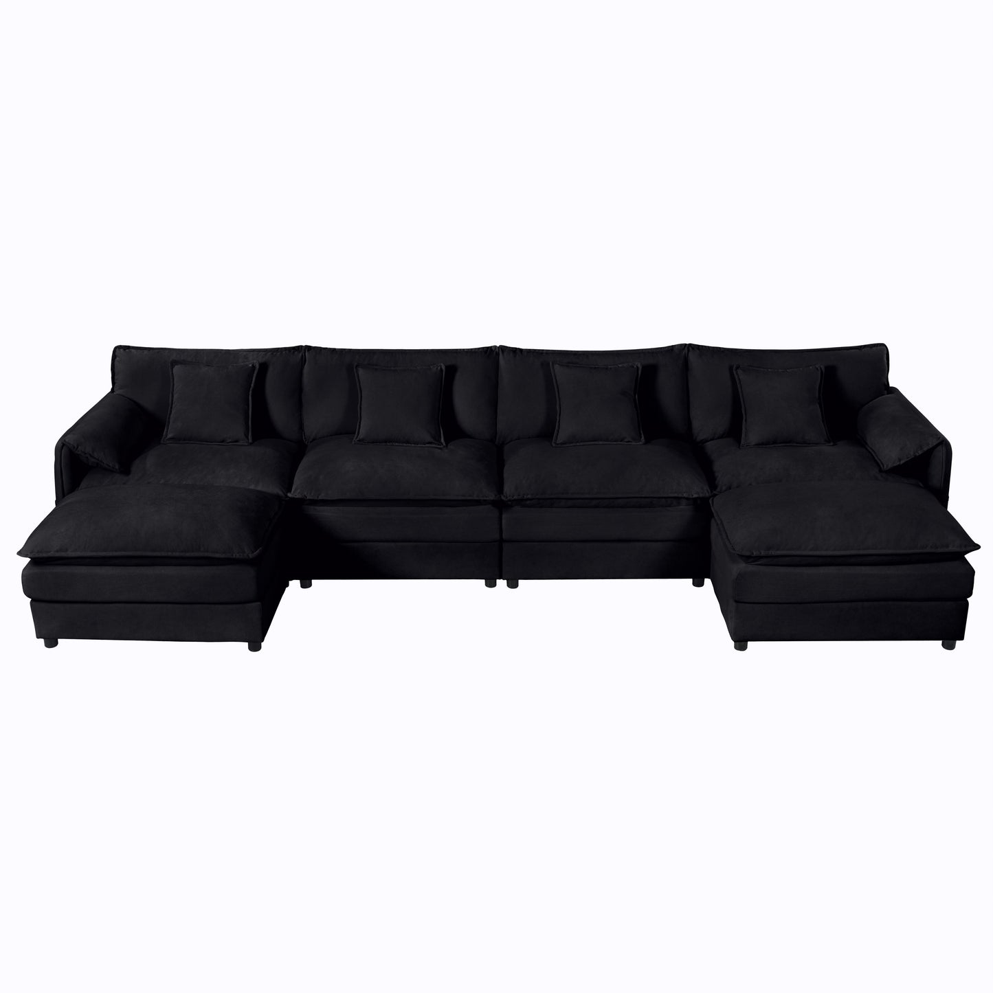 Modular Sectional Sofa, Oversized Deep Seat U Shaped Couch, Chenille,Black