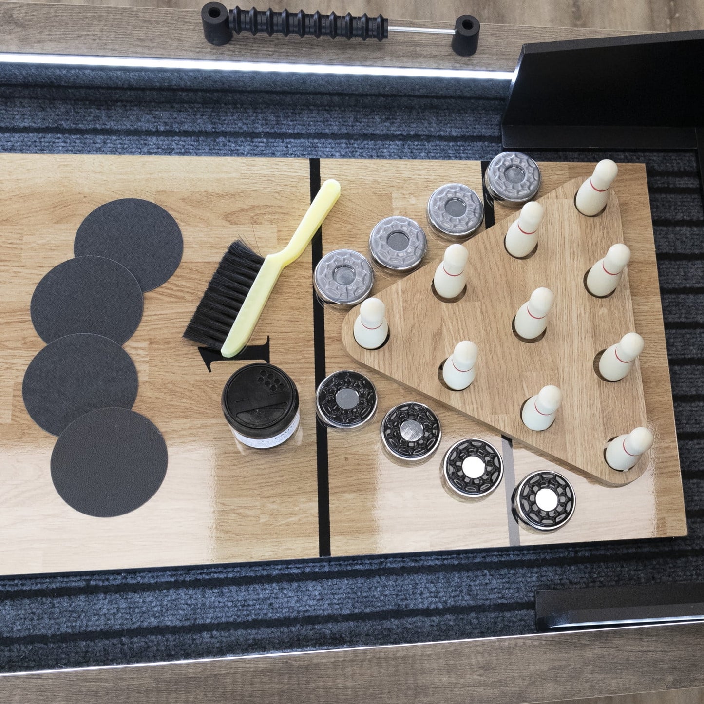 Kirkwood 9’ LED Light up Shuffleboard Table with Bowling