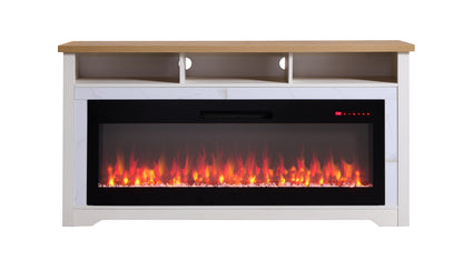 60 inch Fireplace TV Stand for TVs up to 70',with 50'smart Electric Fireplace,white