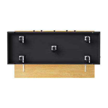 K&K 53inch Large Kitchen Island with 2 Bar Stools, Power Outlet,Door Internal Storage Rack, Kitchen Storage Cart on 5 Wheels with Drop Leaf, 5 Open Side Racks, 3 Drawers, for Kitchen,Dining Room,Black