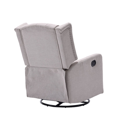 COOLMORE Rocking Recliner Chair,360 Degree Swivel Nursery Rocking Chair,Glider Chair,Modern Small Rocking Swivel Recliner Chair for Bedroom,Living Room Chair Home Theater Seat (Beige)