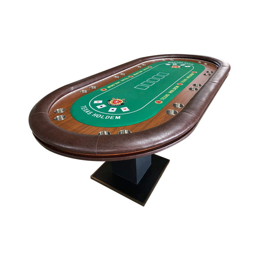 Luxury 96-Inch Gaming Table With LED Lights, Durable Velvet Surface, And Sturdy Pedestal Base (SAK92853)