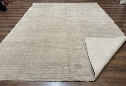 Tibetan Rug 8x10 Taupe Handmade Wool Modern Contemporary Carpet