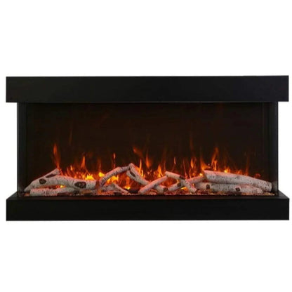 Amantii Tru-View XL XT 88" Three-Sided Electric Fireplace with 22" Glass Viewing Area