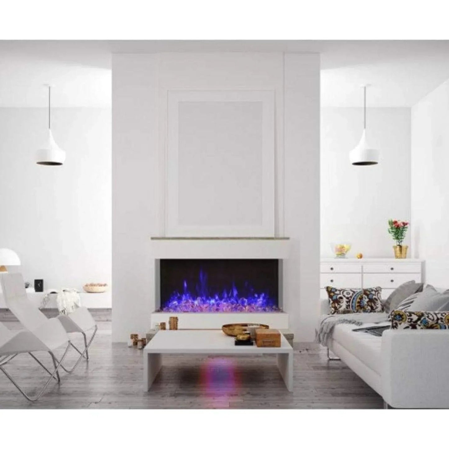 Amantii Tru-View XL XT 88" Three-Sided Electric Fireplace with 22" Glass Viewing Area