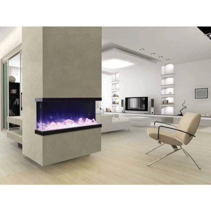 Amantii Tru-View XL XT 88" Three-Sided Electric Fireplace with 22" Glass Viewing Area