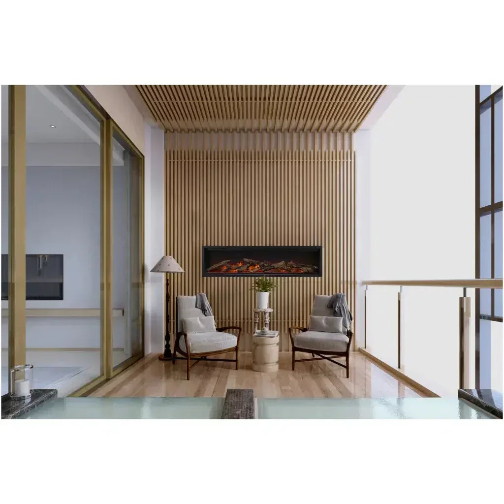 Amantii Symmetry Lumina 50" Smart Electric Fireplace with Front Vent Heat for Indoor/Outdoor Built-in Installation