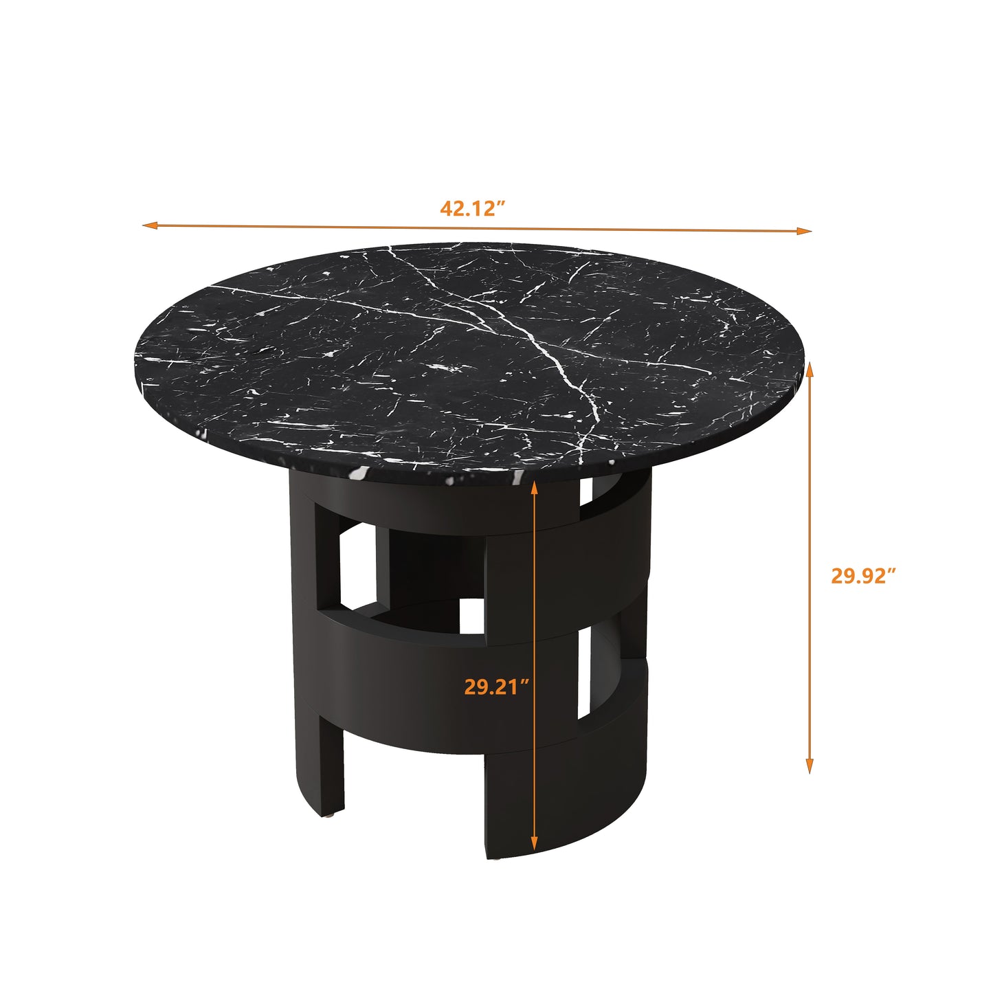 42.12"Modern Round Dining Table with Printed Black Marble Table Top for Dining Room
