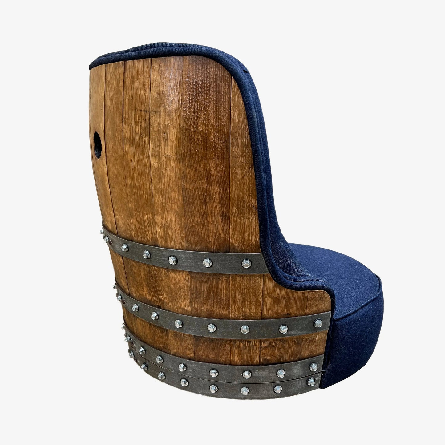Whiskey Barrel Stool — Bourbon Barrel Pub Stool, Wine Barrel Counter Stool, Reclaimed Oak, Memory Foam, Home Bar Gift
